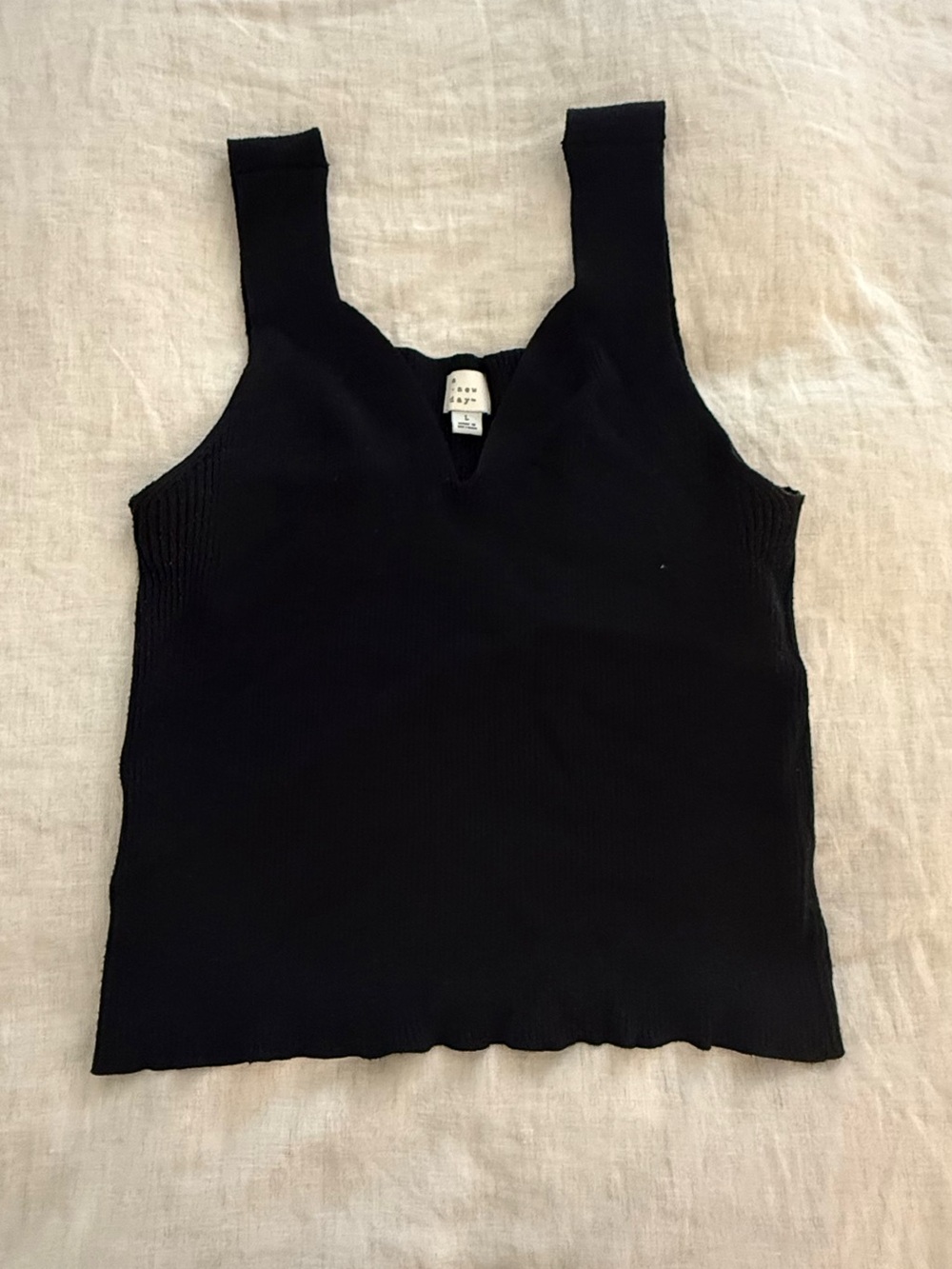a new day Black Ribbed V-Neck Tank